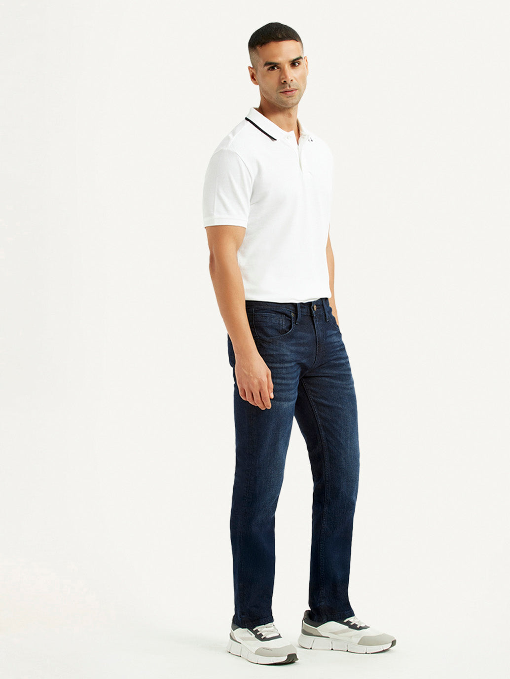 Men's 511 Dark Blue Slim Fit Mid Rise Jeans - Side View