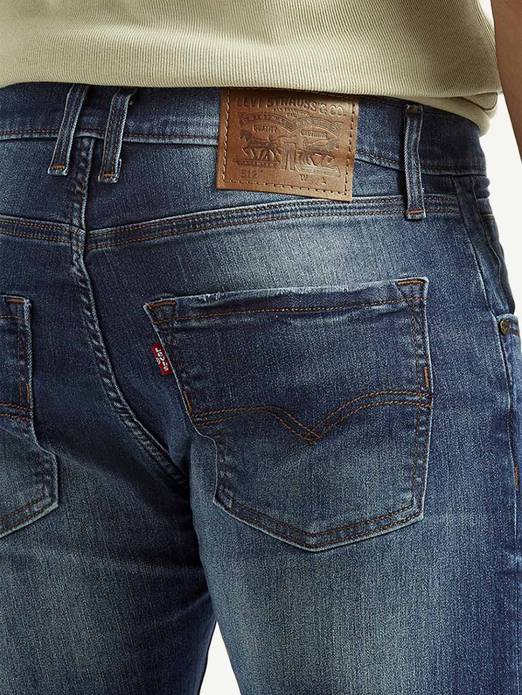 Men's 512 Blue Slim Tapered Fit Mid Rise Jeans - Detail View