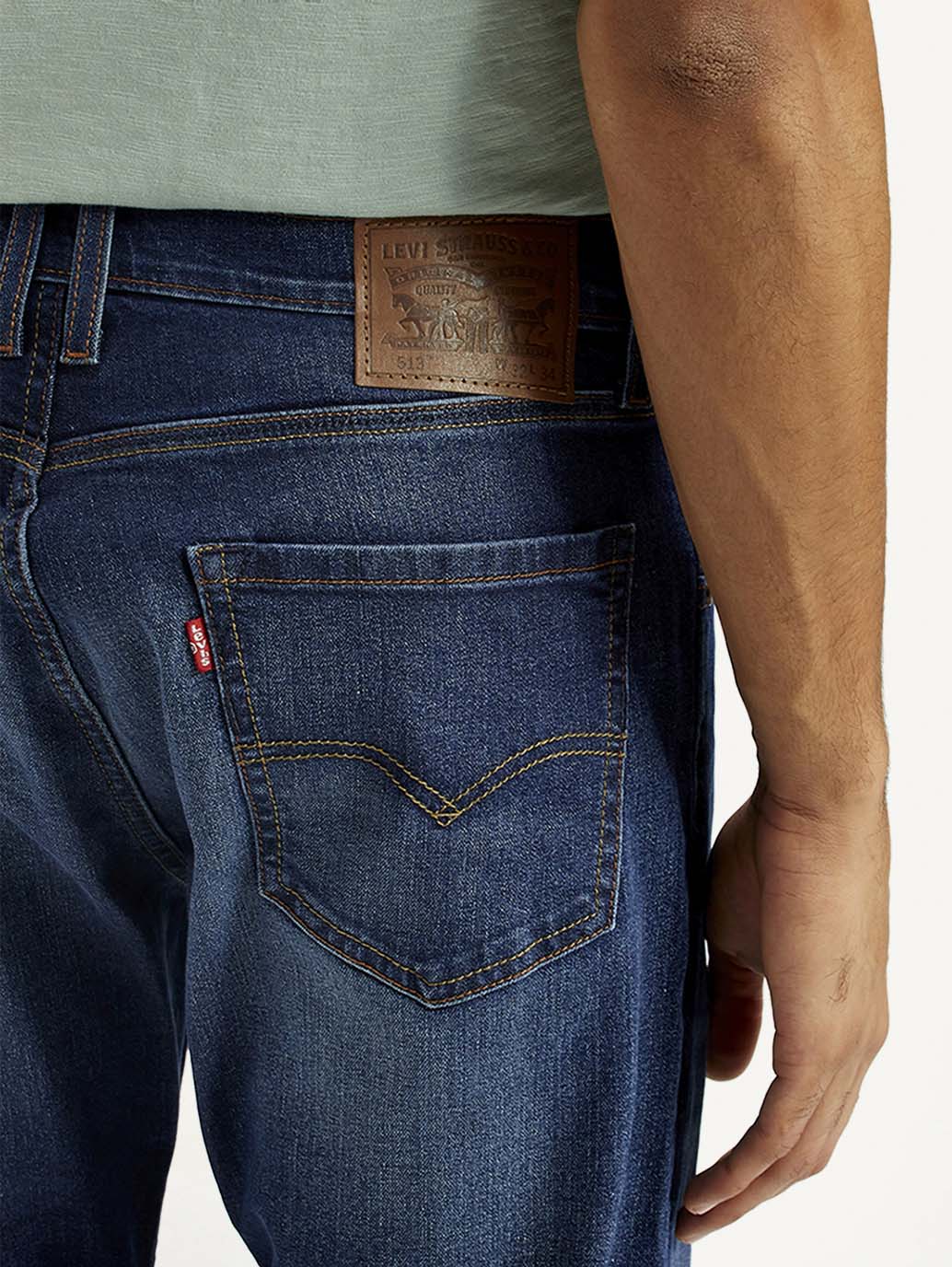 Men's 513 Dark Indigo Slim Straight Fit Mid Rise Jeans - Detail View
