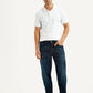 Men's 505 Dark Blue Straight Fit Mid Rise Jeans - Front View