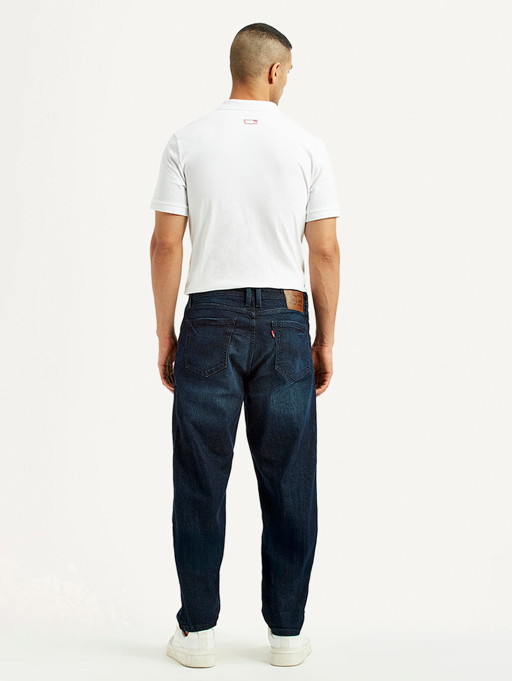 Men's 505 Dark Blue Straight Fit Mid Rise Jeans - Back View