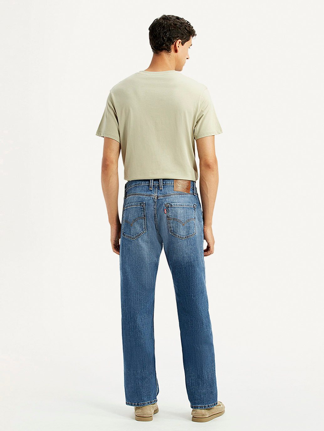 Men's 555 Blue Relaxed Straight Fit Mid Rise Jeans - Back View