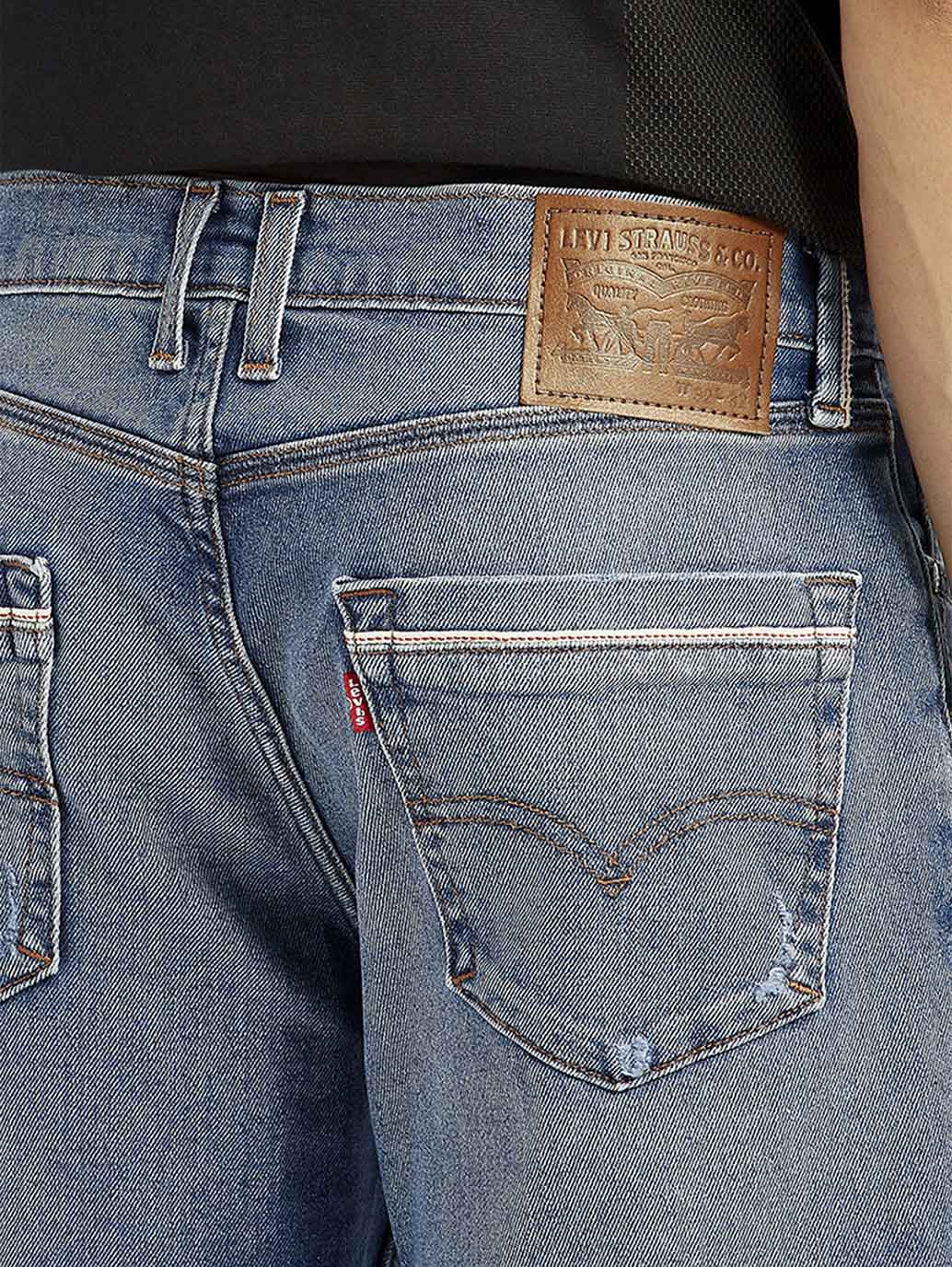 Men's 511 Blue Slim Fit Mid Rise Jeans - Detail View