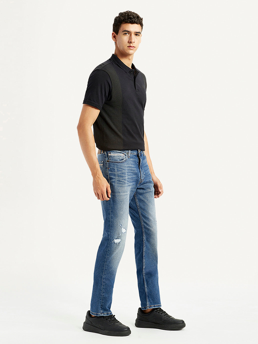 Men's 511 Blue Slim Fit Mid Rise Jeans - Side View