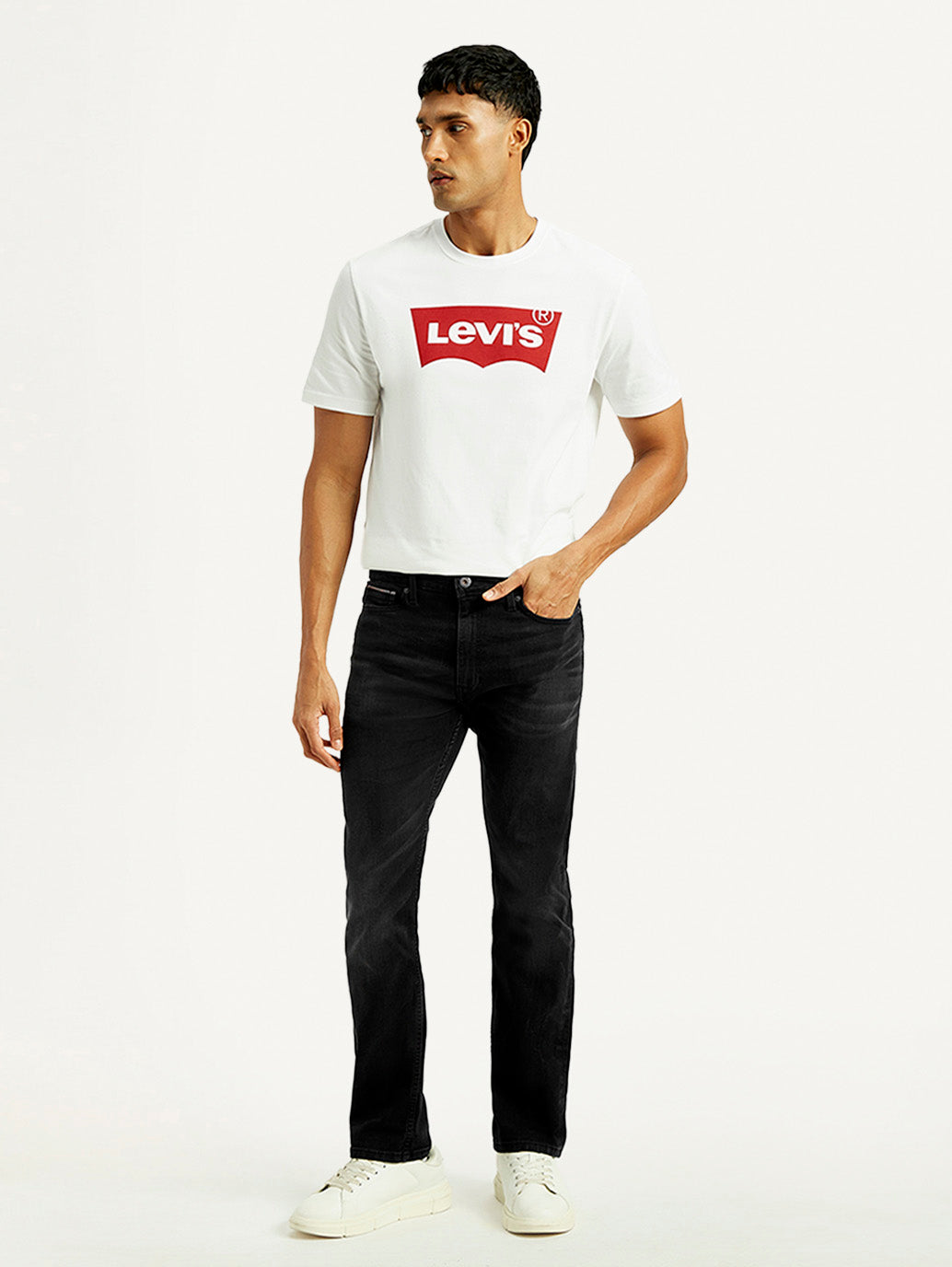 Men's 513 Black Slim Straight Fit Mid Rise Jeans - Front View