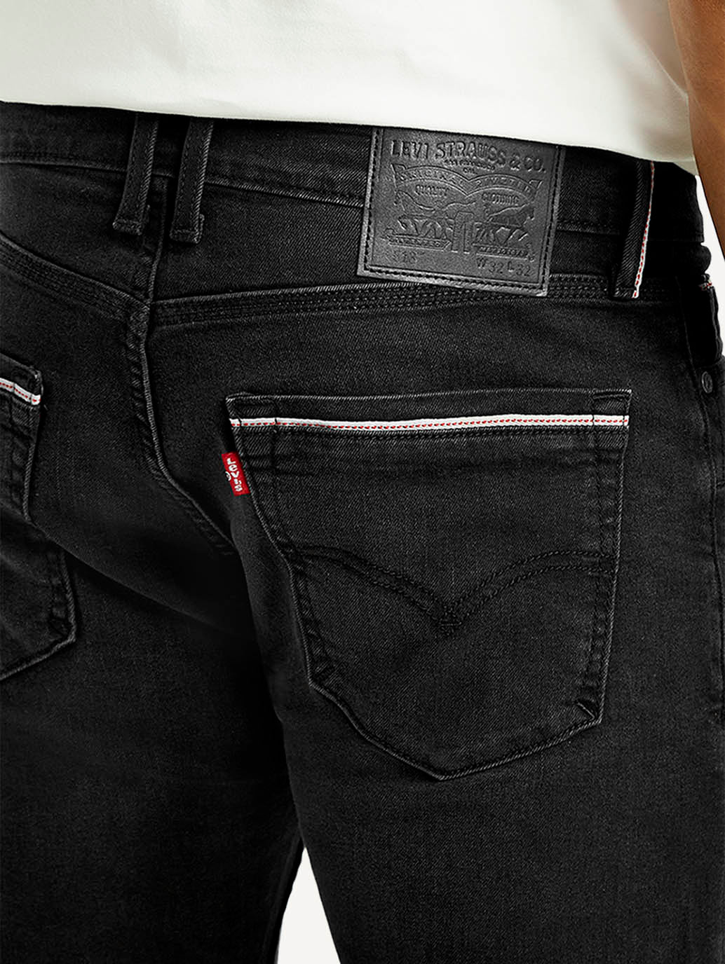 Men's 513 Black Slim Straight Fit Mid Rise Jeans - Detail View
