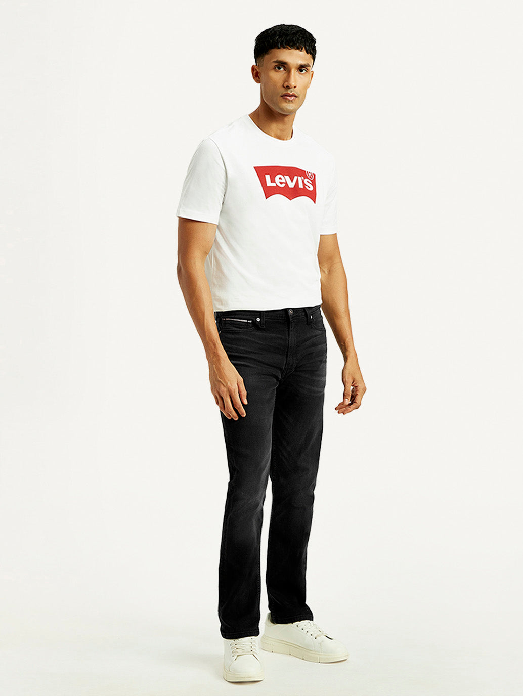 Men's 513 Black Slim Straight Fit Mid Rise Jeans - Side View