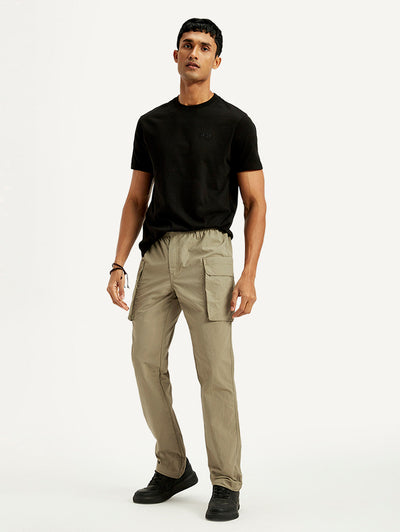 Men's Khaki Authentic Straight Fit Cargo Trousers