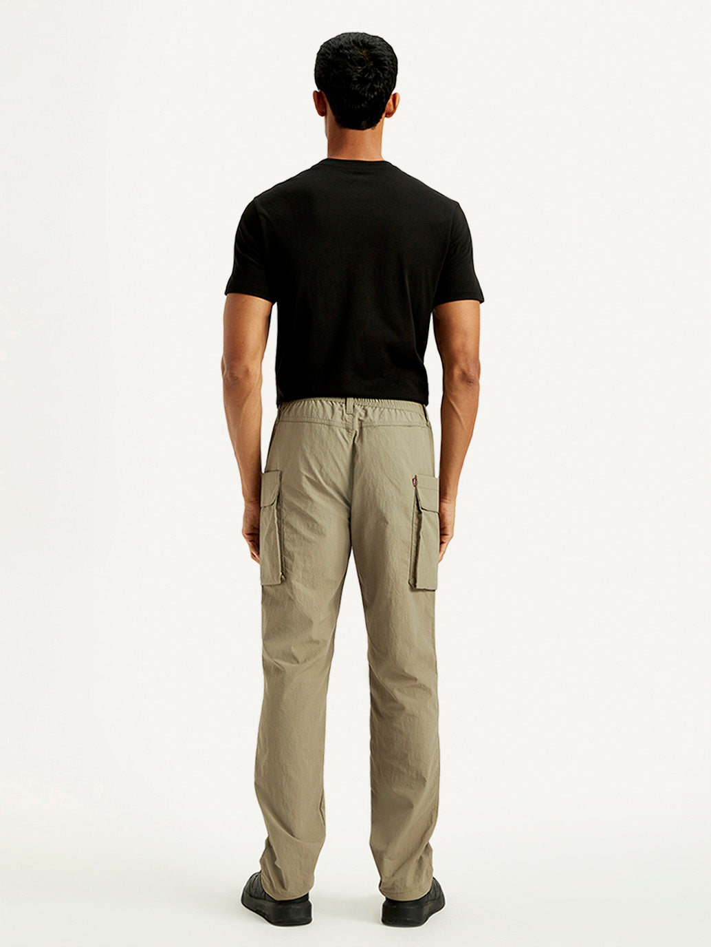 Men's Khaki Authentic Straight Fit Cargo Trousers - Back View