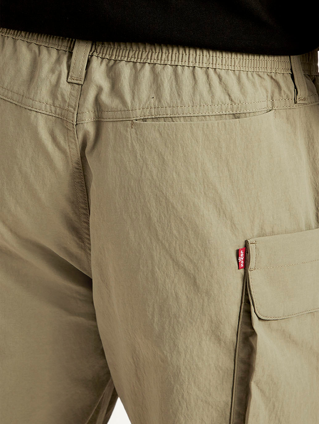 Men's Khaki Authentic Straight Fit Cargo Trousers - Detail View