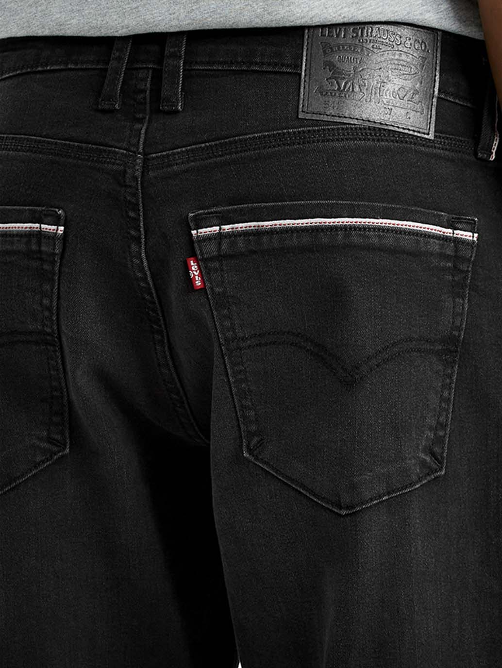 Men's 541 Black Athletic Tapered Fit Mid Rise Jeans - Detail View