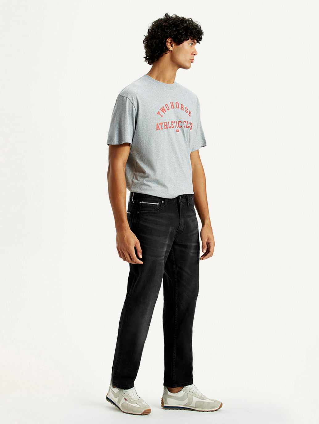 Men's 541 Black Athletic Tapered Fit Mid Rise Jeans - Side View