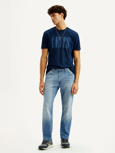 Men's 505 Light Blue Straight Fit Mid Rise Jeans-image-22
