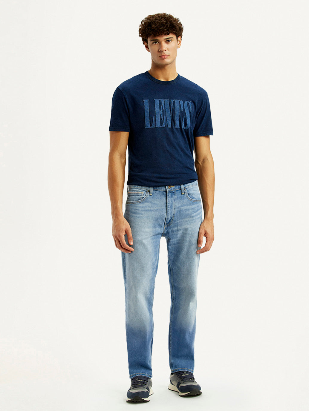 Men's 505 Light Blue Straight Fit Mid Rise Jeans - Front View