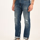 Men's 505 Blue Straight Fit Mid Rise Jeans - side View