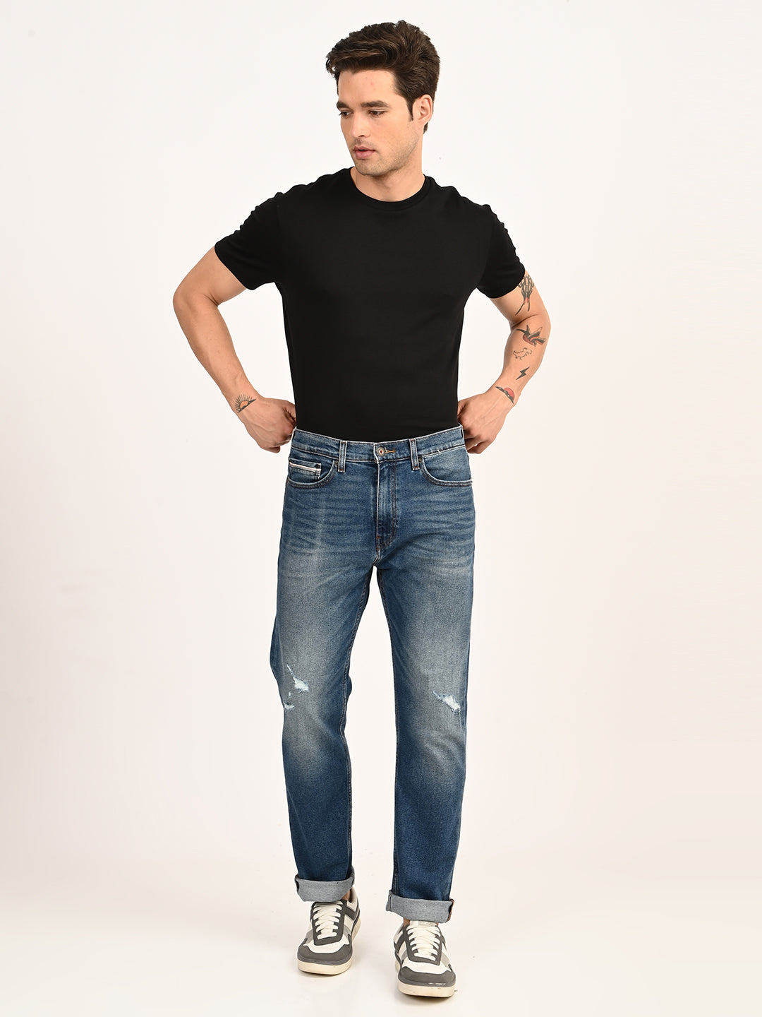 Men's 505 Blue Straight Fit Mid Rise Jeans - 7 View