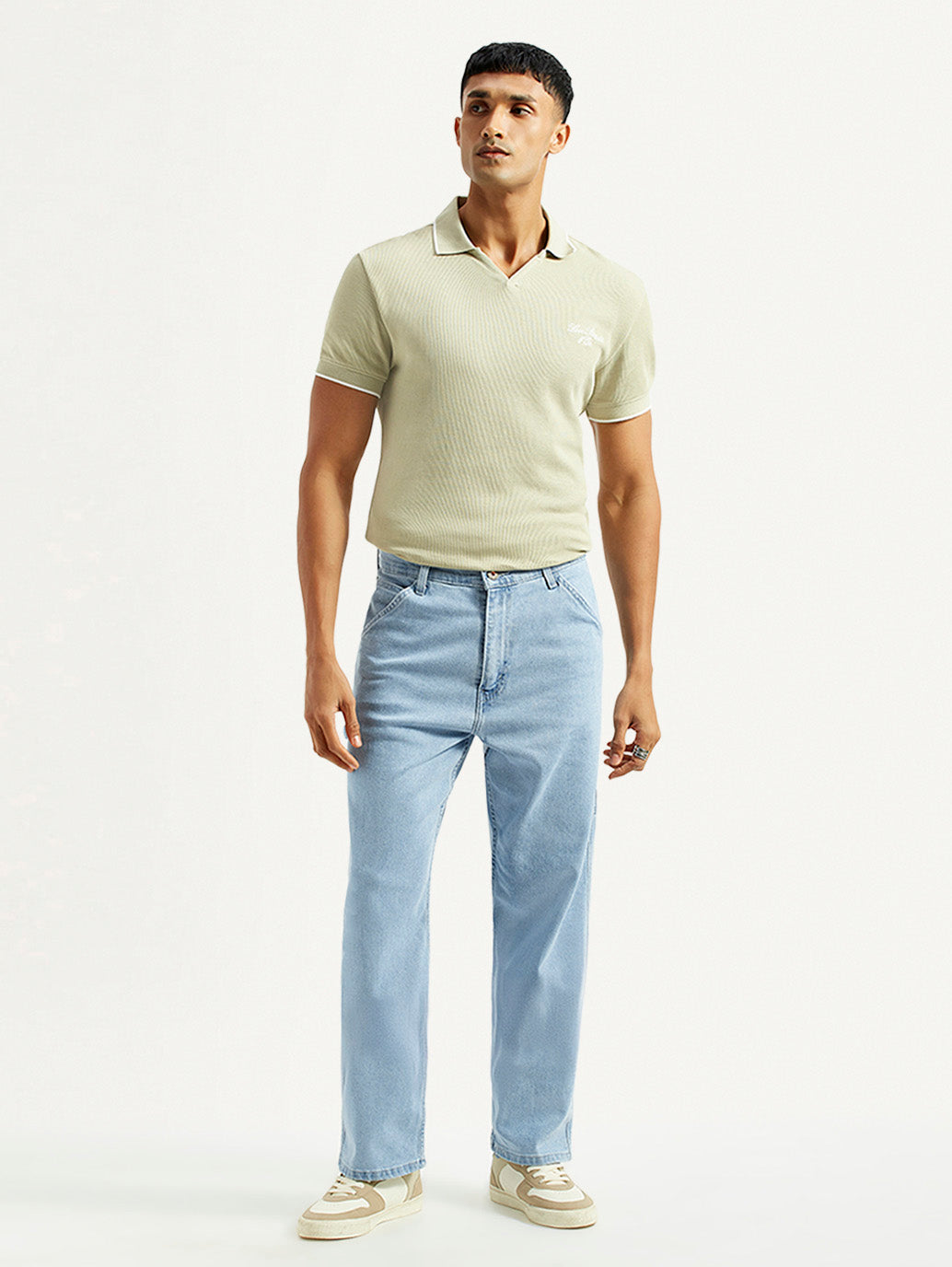 Men's 568 Light Blue Loose Fit Mid Rise Carpenter Jeans - Front View