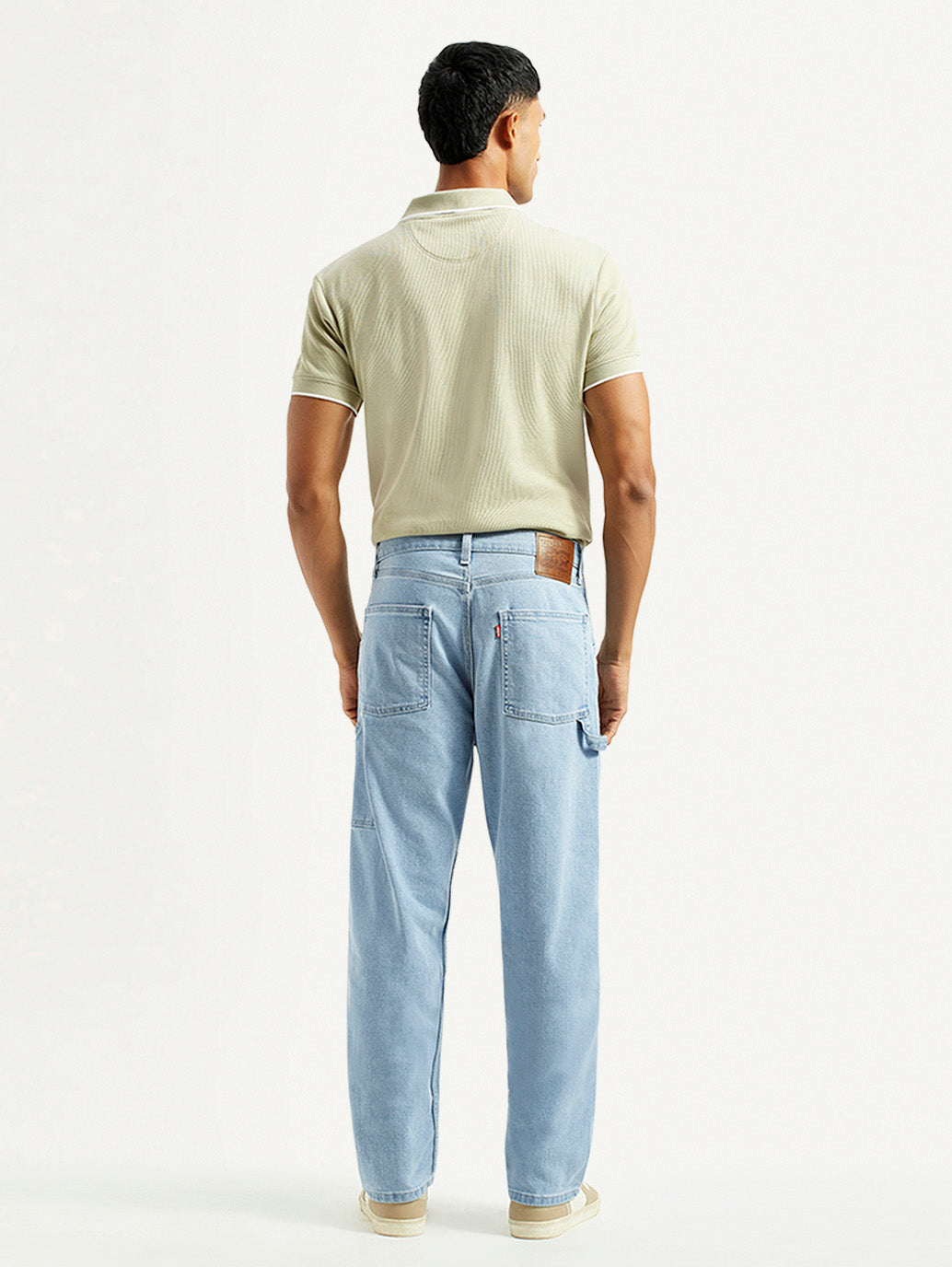 Men's 568 Light Blue Loose Fit Mid Rise Carpenter Jeans - Back View