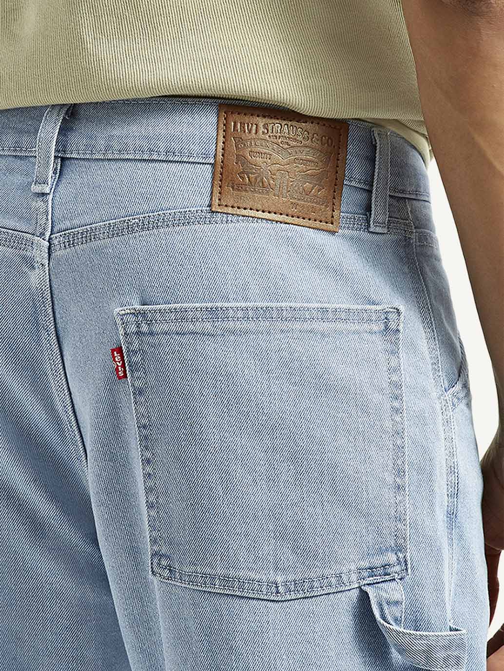Men's 568 Light Blue Loose Fit Mid Rise Carpenter Jeans - Detail View