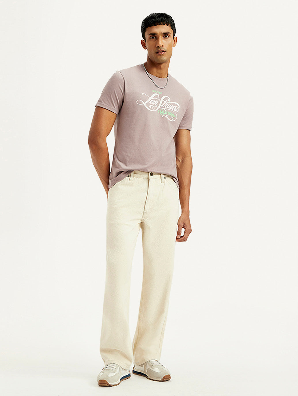 Men's 578 Cream Baggy Fit Mid Rise Carpenter Jeans - Styleshot View