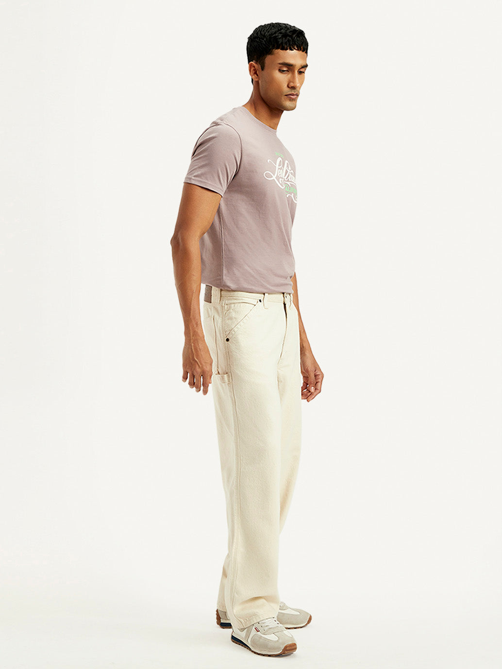 Men's 578 Cream Baggy Fit Mid Rise Carpenter Jeans - Side View