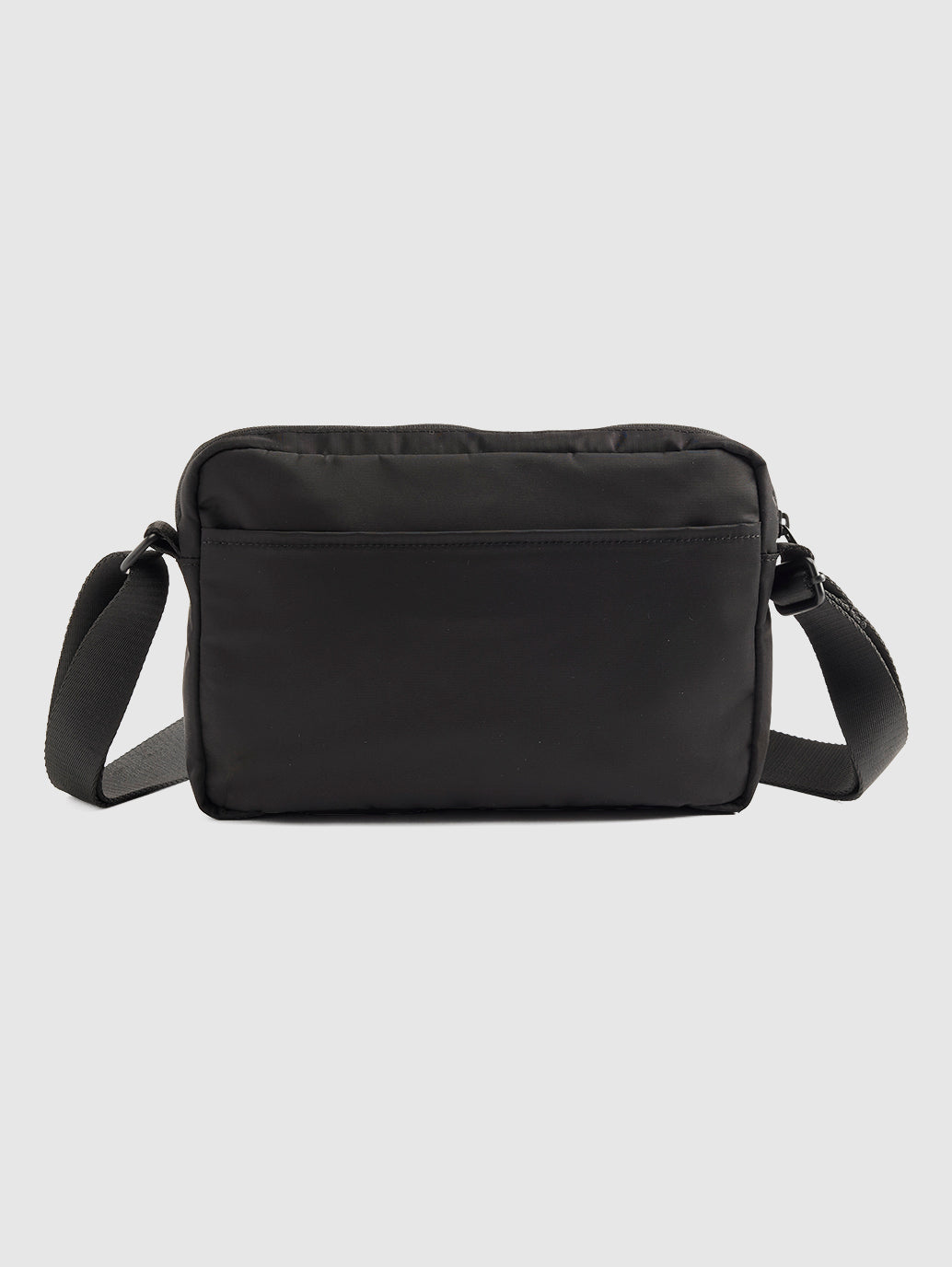 Unisex Black Solid Crossbody Bag - Back View