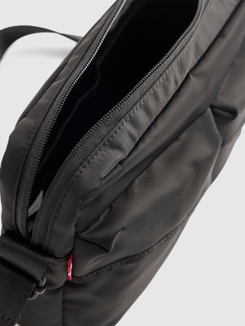 Unisex Black Solid Crossbody Bag - Detail View