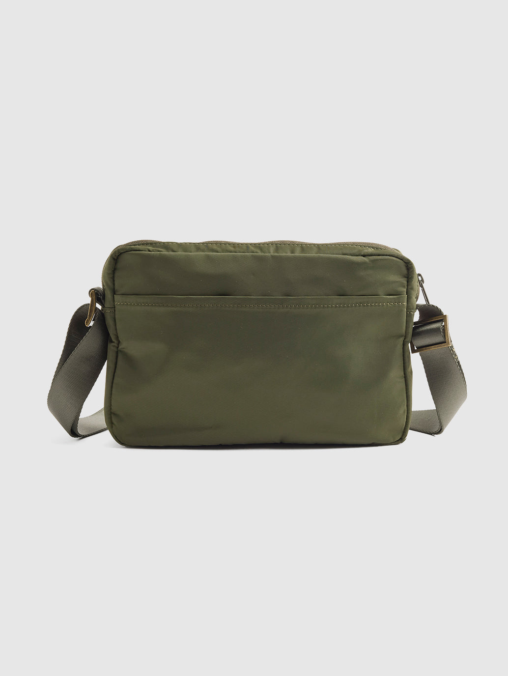 Unisex Olive Solid Crossbody Bag - Back View