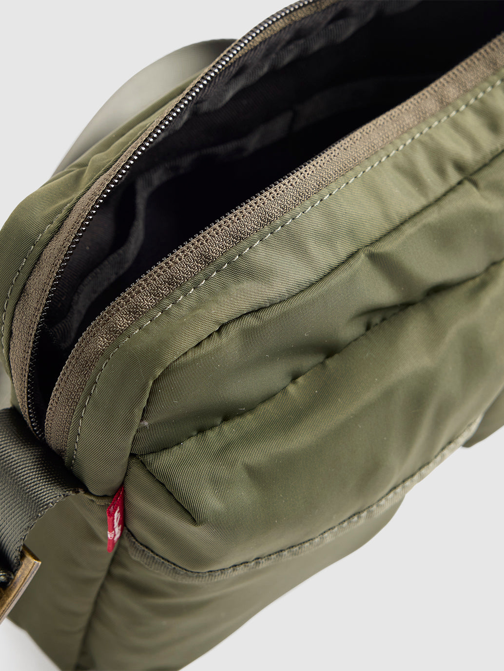 Unisex Olive Solid Crossbody Bag - Detail View