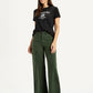 Women's High Rise Olive Green Wide Leg Fit Cargo Trouser - Styleshot View