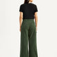 Women's High Rise Olive Green Wide Leg Fit Cargo Trouser - Back View