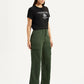 Women's High Rise Olive Green Wide Leg Fit Cargo Trouser - Side View
