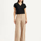 Women's High Rise Beige Wide Leg Fit Cargo Trouser - Front View