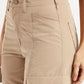 Women's High Rise Beige Wide Leg Fit Cargo Trouser - Detail View