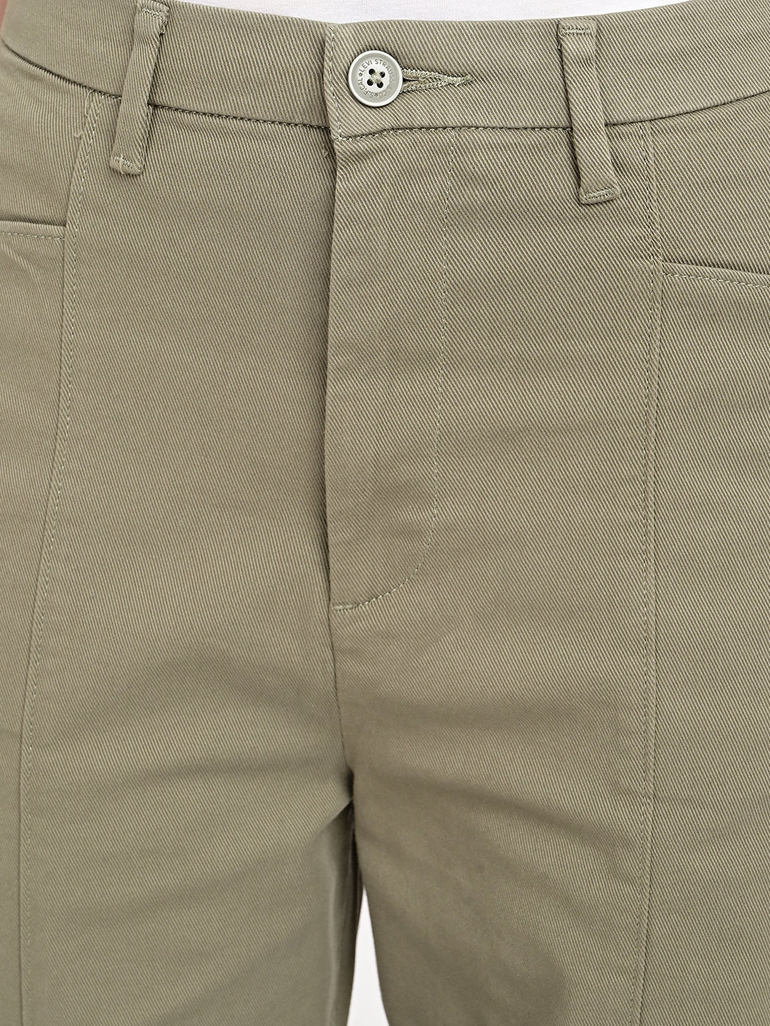 Women's Olive Loose Fit High Rise Trousers - detail View