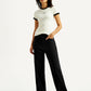Women's Black Loose Fit Mid Rise Trousers - Styleshot View