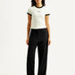Women's Black Loose Fit Mid Rise Trousers - Front View