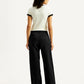 Women's Black Loose Fit Mid Rise Trousers - Back View