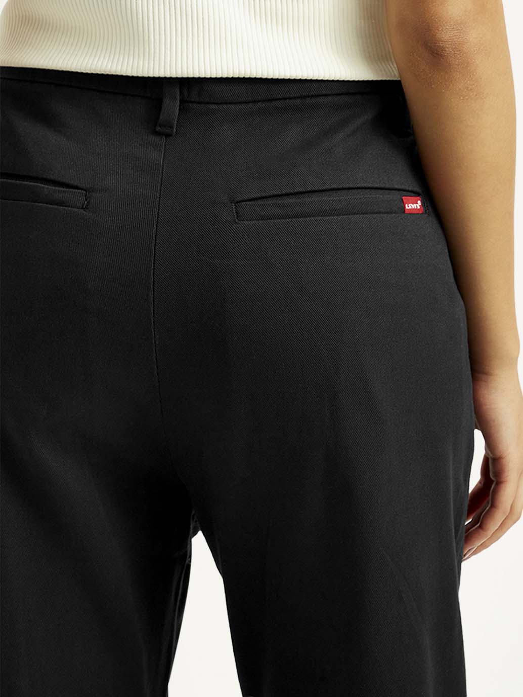 Women's Black Loose Fit Mid Rise Trousers - 20 View