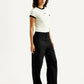 Women's Black Loose Fit Mid Rise Trousers - Side View