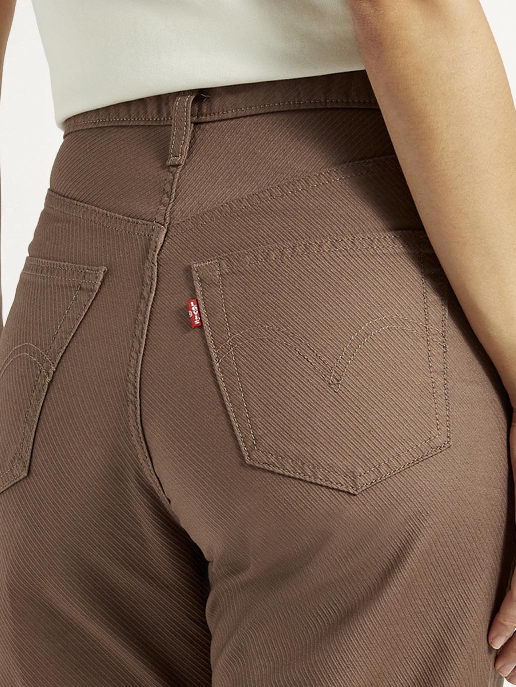 Women's Brown Ribcage Straight Fit High Rise Jeans - Detail View