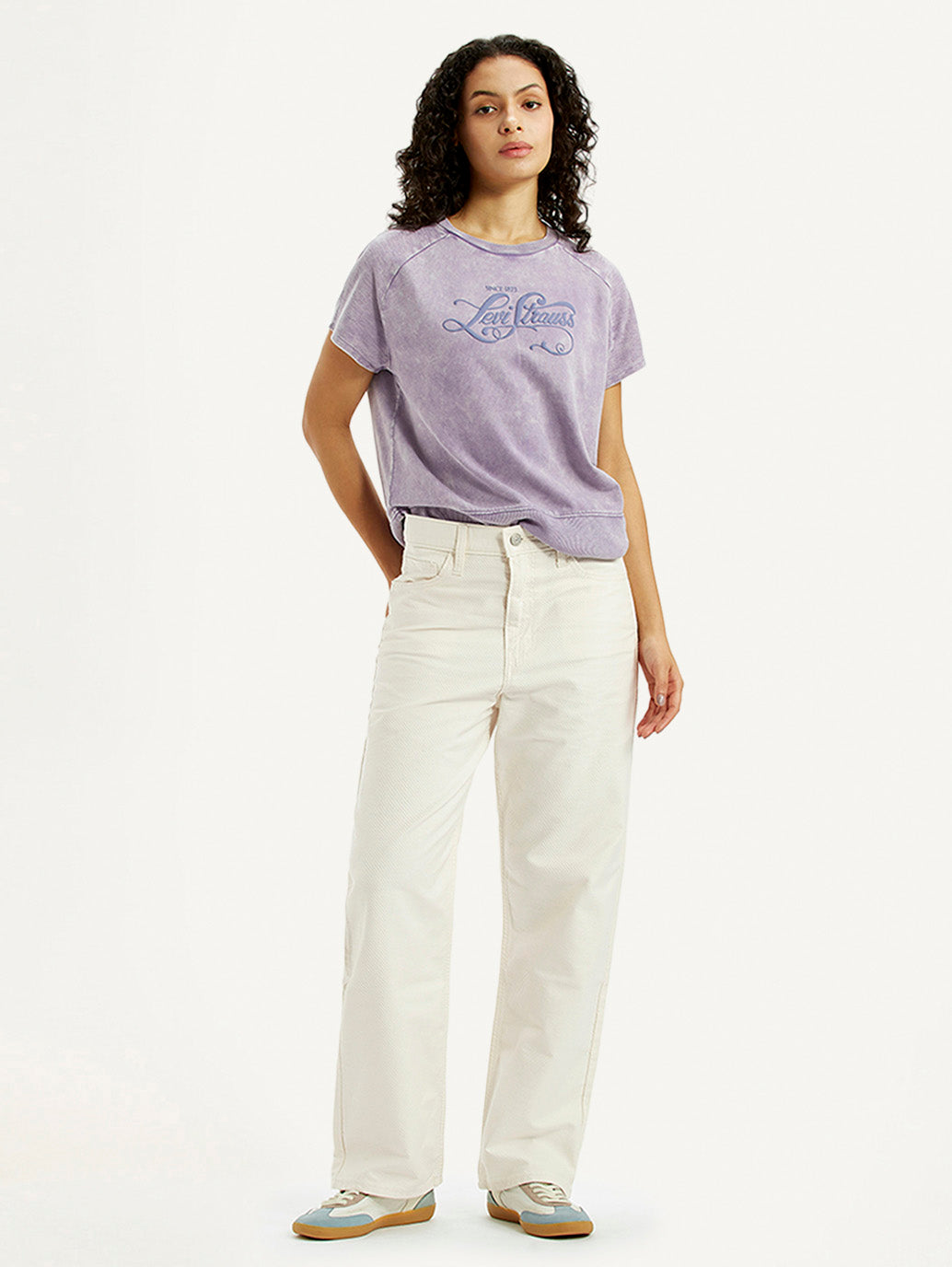 Women's Off White Ribcage Straight Fit High Rise Jeans - Styleshot View