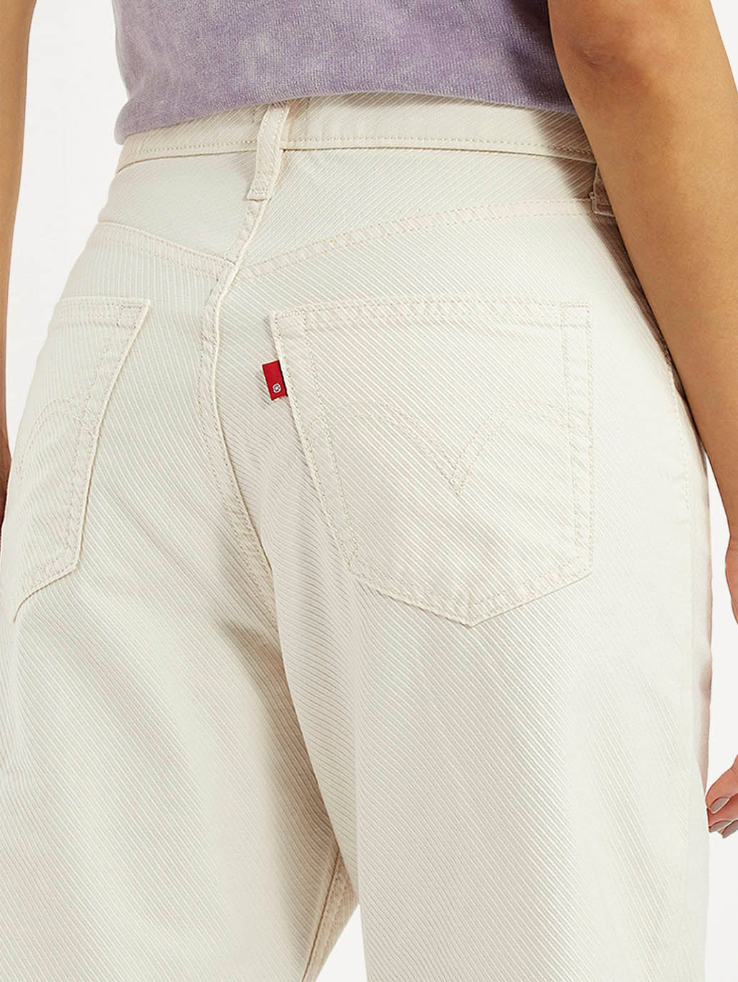 Women's Off White Ribcage Straight Fit High Rise Jeans - Detail View