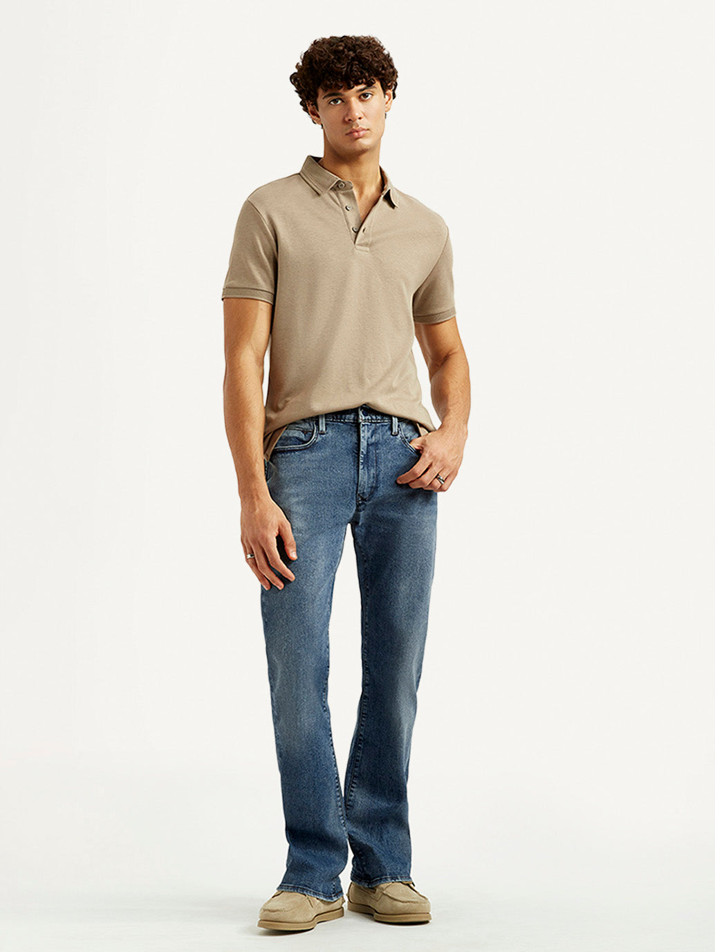 Men's 527 Blue Slim Bootcut Fit Mid Rise Jeans - Styleshot View