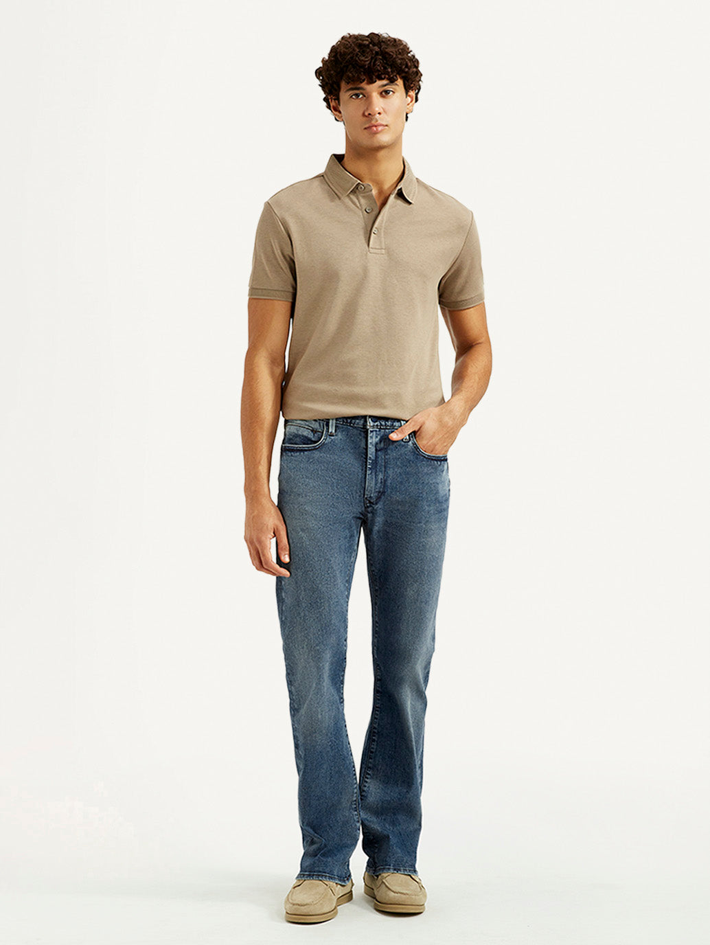 Men's 527 Blue Slim Bootcut Fit Mid Rise Jeans - Front View