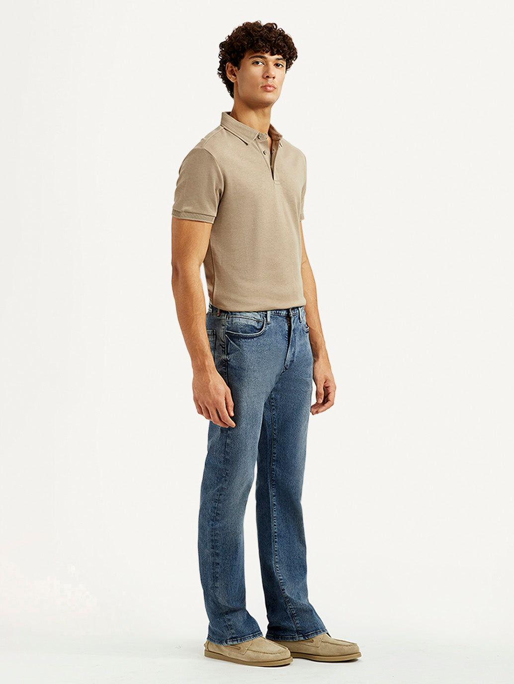 Men's 527 Blue Slim Bootcut Fit Mid Rise Jeans - Side View