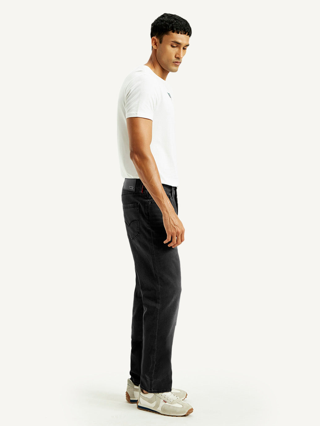 Men's Redloop 541 Black Athletic Tapered Fit Mid Rise Jeans - Side View