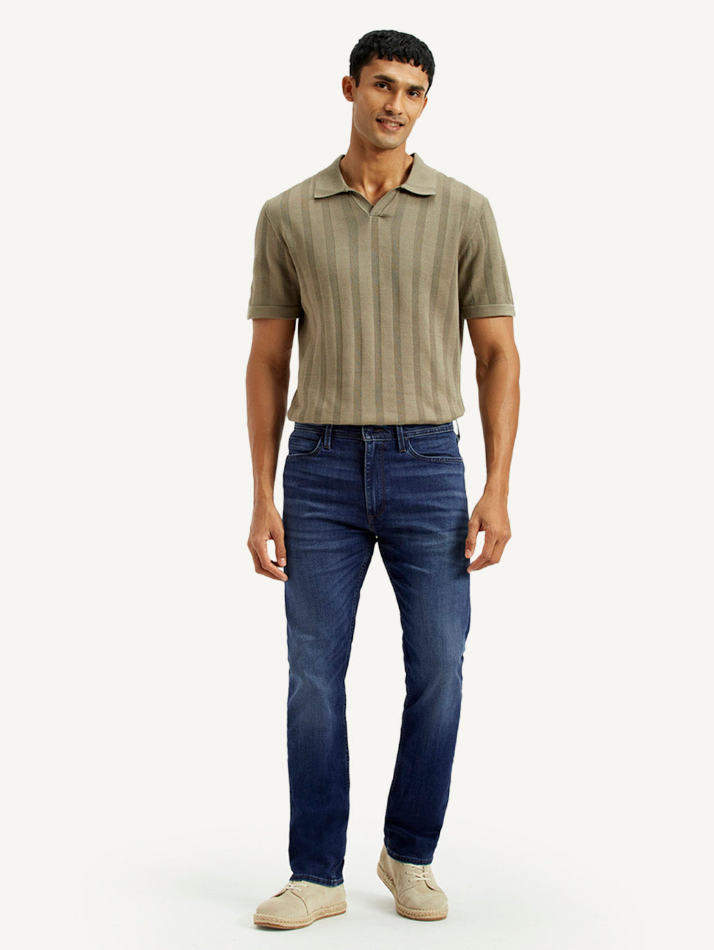 Men's Redloop 513 Light Indigo Slim Straight Fit Mid Rise Jeans - Front View