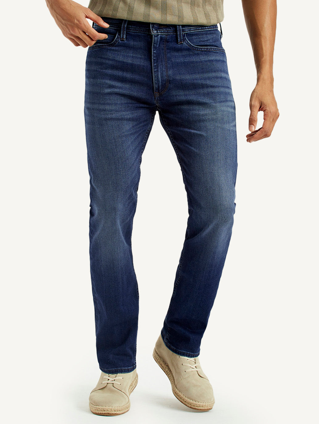 Men's Redloop 513 Light Indigo Slim Straight Fit Mid Rise Jeans - Front View