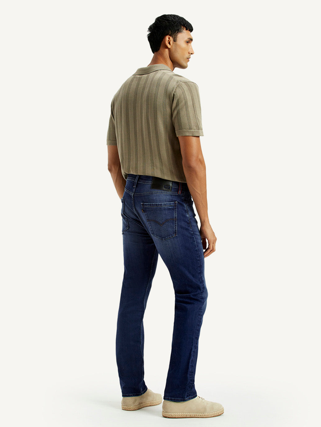 Men's Redloop 513 Light Indigo Slim Straight Fit Mid Rise Jeans - Back View
